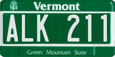 VT license plate ALK211
