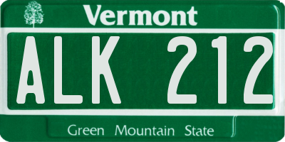 VT license plate ALK212