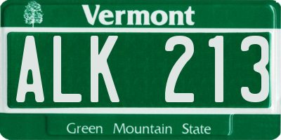 VT license plate ALK213