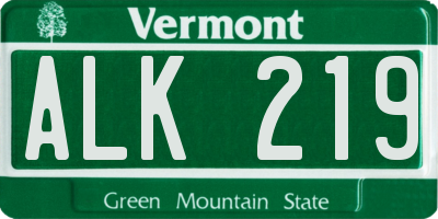 VT license plate ALK219