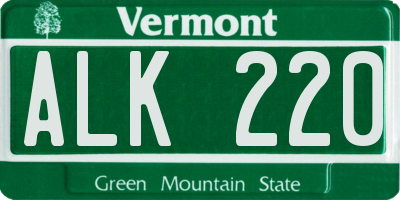 VT license plate ALK220