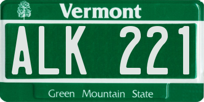 VT license plate ALK221