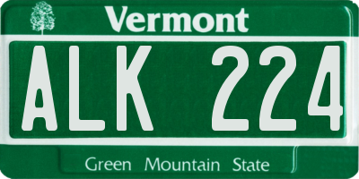VT license plate ALK224