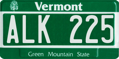VT license plate ALK225