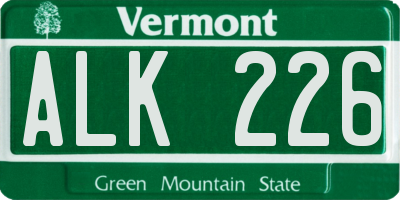 VT license plate ALK226