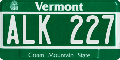 VT license plate ALK227
