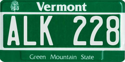 VT license plate ALK228