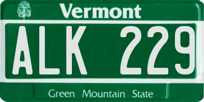 VT license plate ALK229