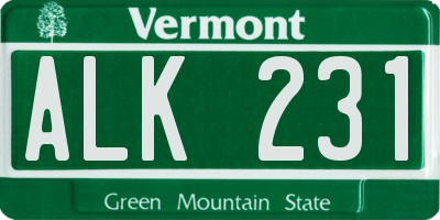 VT license plate ALK231