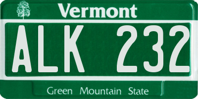 VT license plate ALK232