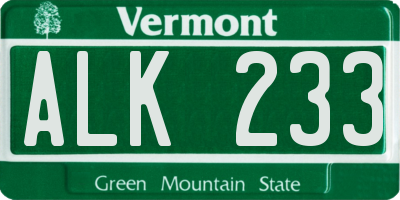VT license plate ALK233