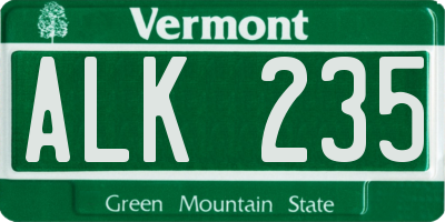 VT license plate ALK235