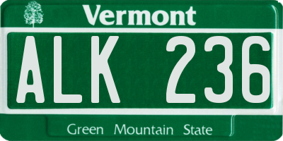 VT license plate ALK236