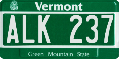 VT license plate ALK237