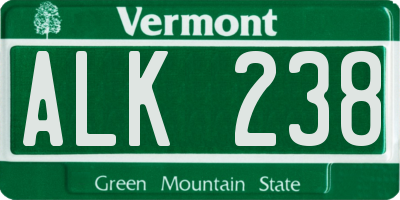 VT license plate ALK238