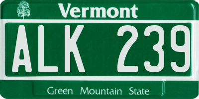 VT license plate ALK239