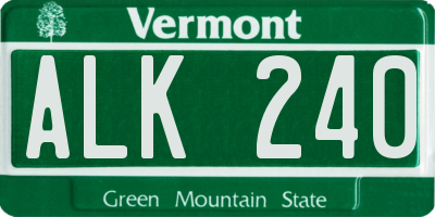 VT license plate ALK240