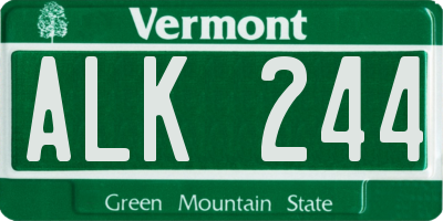 VT license plate ALK244