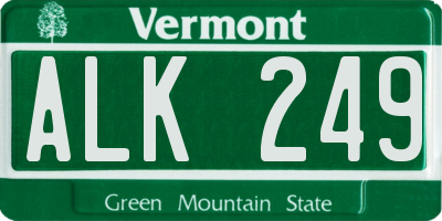 VT license plate ALK249