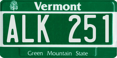 VT license plate ALK251