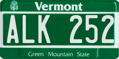 VT license plate ALK252