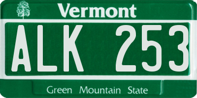 VT license plate ALK253