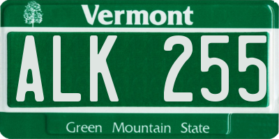 VT license plate ALK255