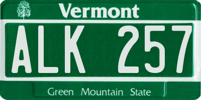 VT license plate ALK257