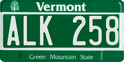 VT license plate ALK258