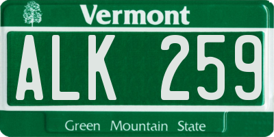 VT license plate ALK259