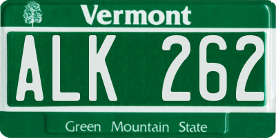 VT license plate ALK262