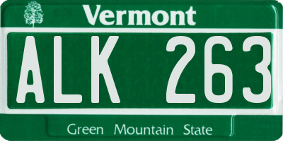 VT license plate ALK263