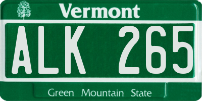 VT license plate ALK265