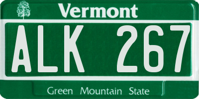 VT license plate ALK267