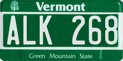 VT license plate ALK268