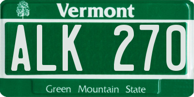 VT license plate ALK270