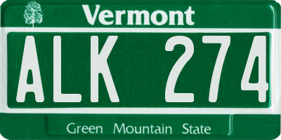 VT license plate ALK274