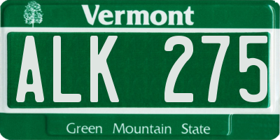 VT license plate ALK275