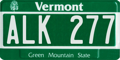 VT license plate ALK277
