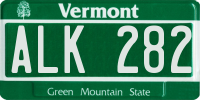 VT license plate ALK282