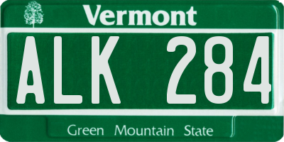 VT license plate ALK284