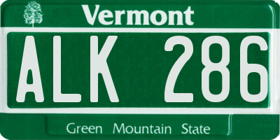 VT license plate ALK286