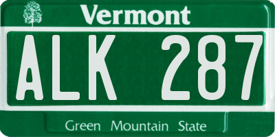 VT license plate ALK287