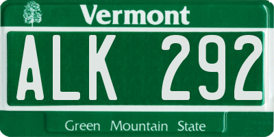 VT license plate ALK292