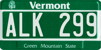 VT license plate ALK299