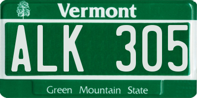 VT license plate ALK305