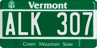 VT license plate ALK307