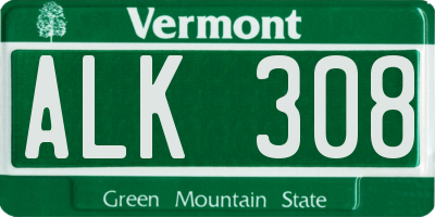 VT license plate ALK308