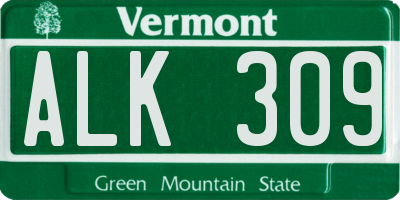 VT license plate ALK309