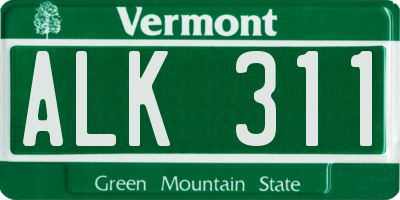 VT license plate ALK311